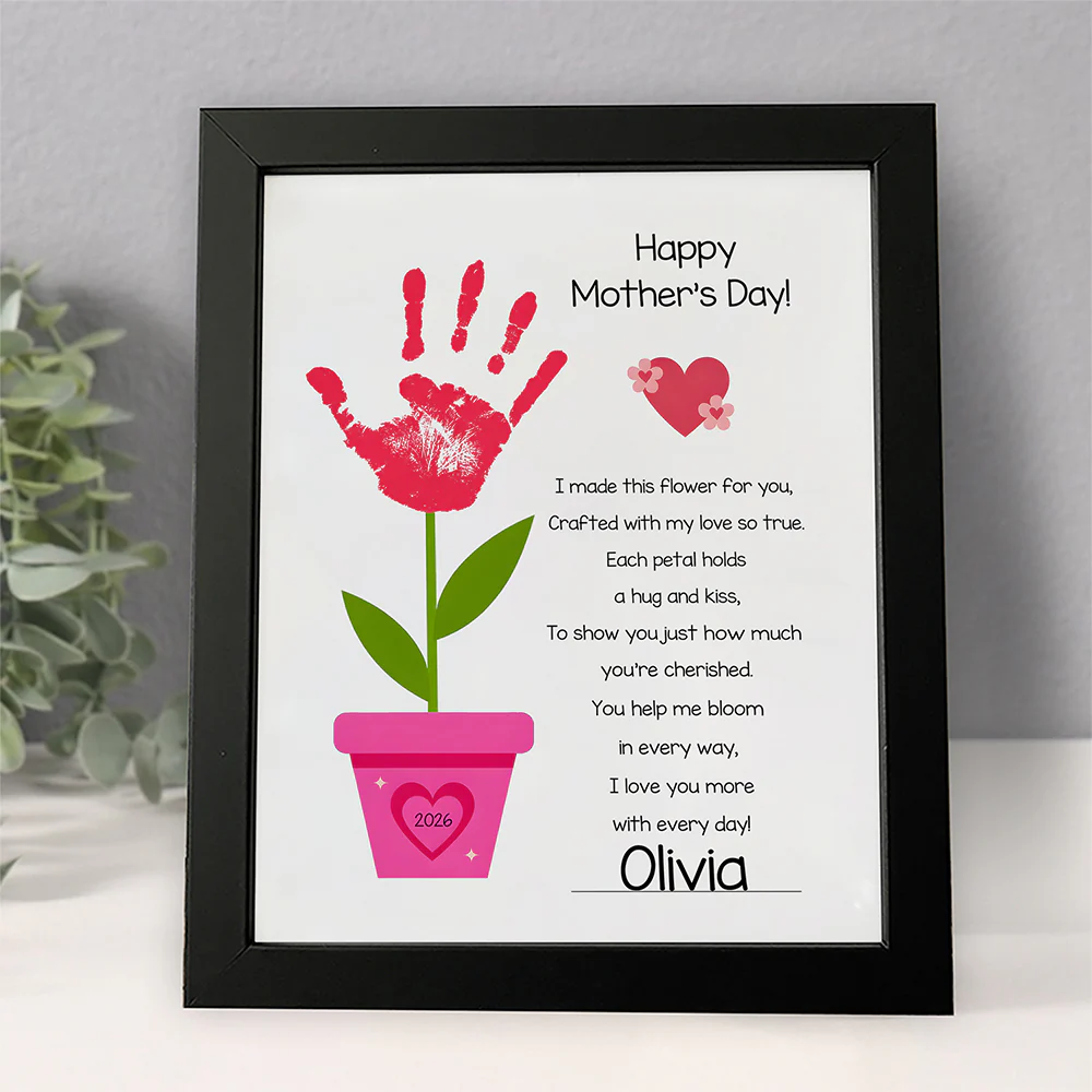Personalized Happy Mother’s Day Handprint Flower Keepsake Picture Frame HO82 901594 - Image 3