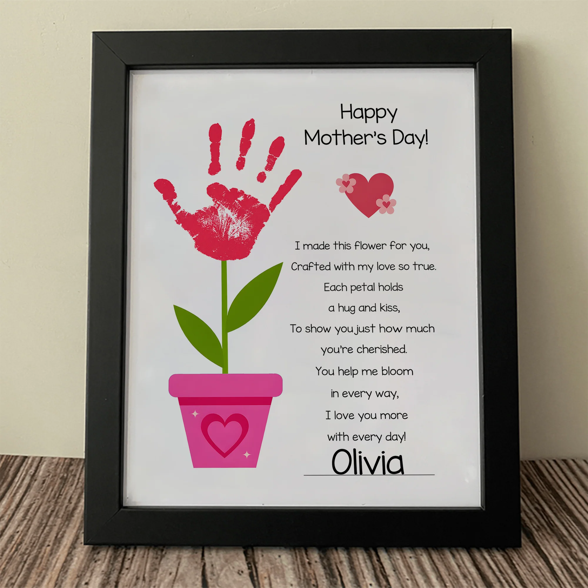 Personalized Happy Mother’s Day Handprint Flower Keepsake Picture Frame HO82 901594 - Image 4