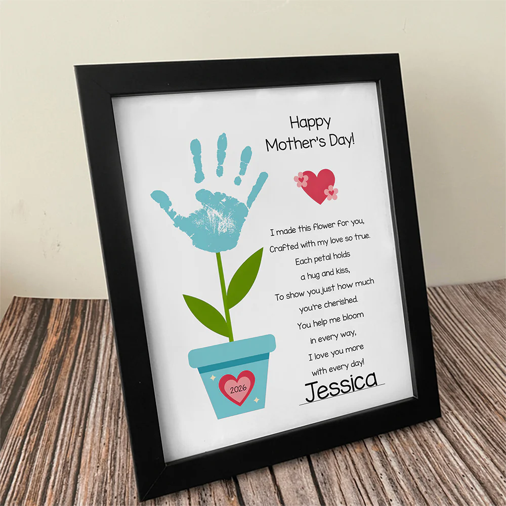 Personalized Happy Mother’s Day Handprint Flower Keepsake Picture Frame HO82 901594 - Image 5