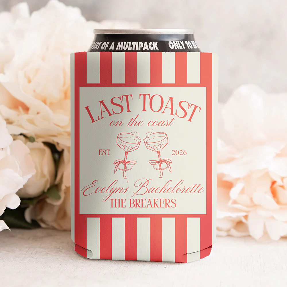Personalized Last Toast On The Coast Bachelorette Party Print Full Can Cooler CH07 911260 - Image 2