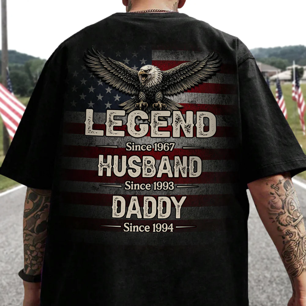 Personalized Legend, Husband, Daddy since American Flag Back Dark Shirt - Father's Day Gift HA75 920860 - Image 4