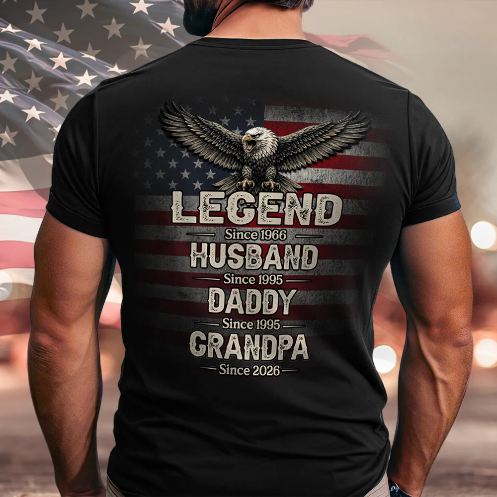 Personalized Legend, Husband, Daddy since American Flag Back Dark Shirt - Father's Day Gift HA75 920860 - Image 5
