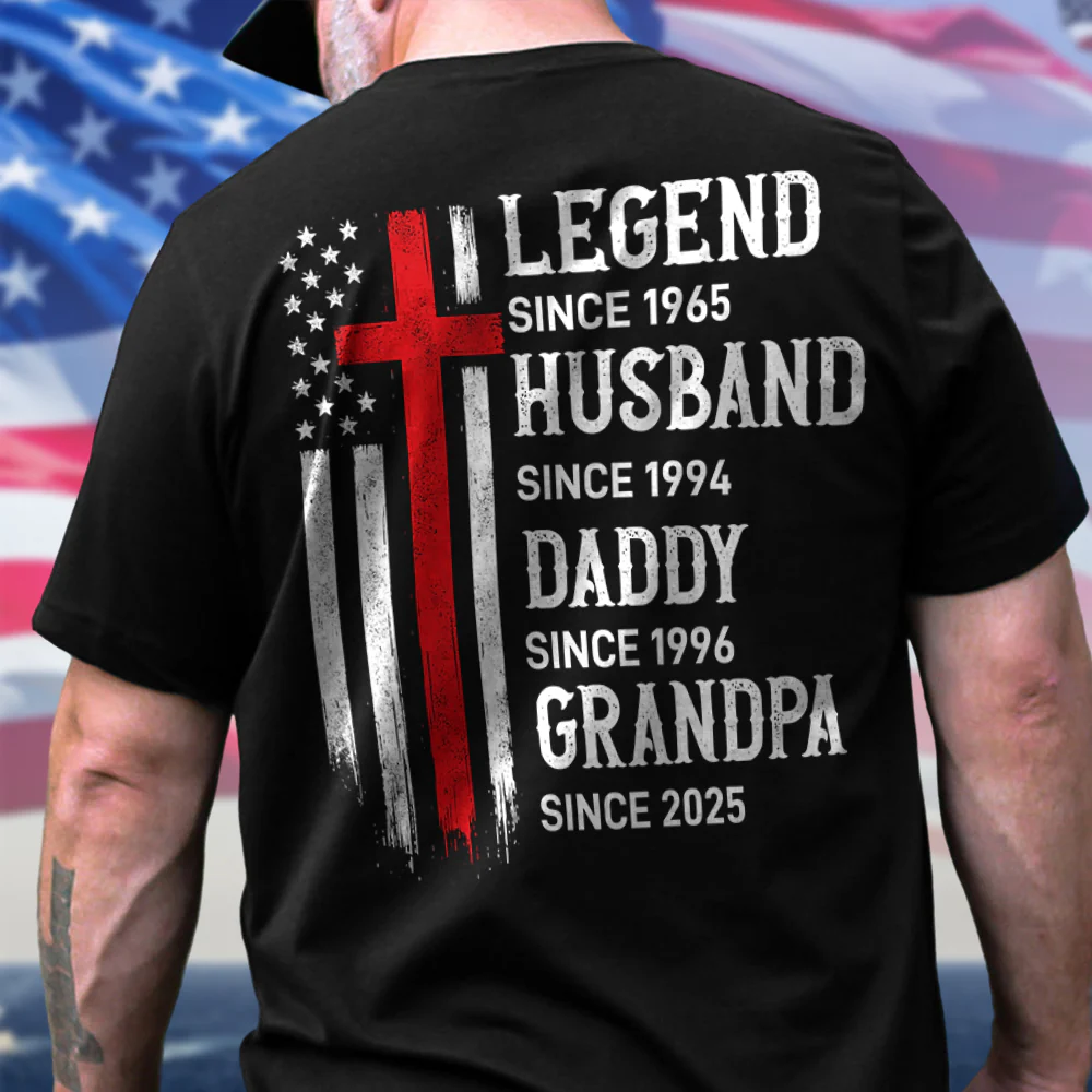 Personalized Legend, Husband since 4th Of July Back Dark Shirt Gifts For Dad, Grandpa HA75 920772 - Image 3