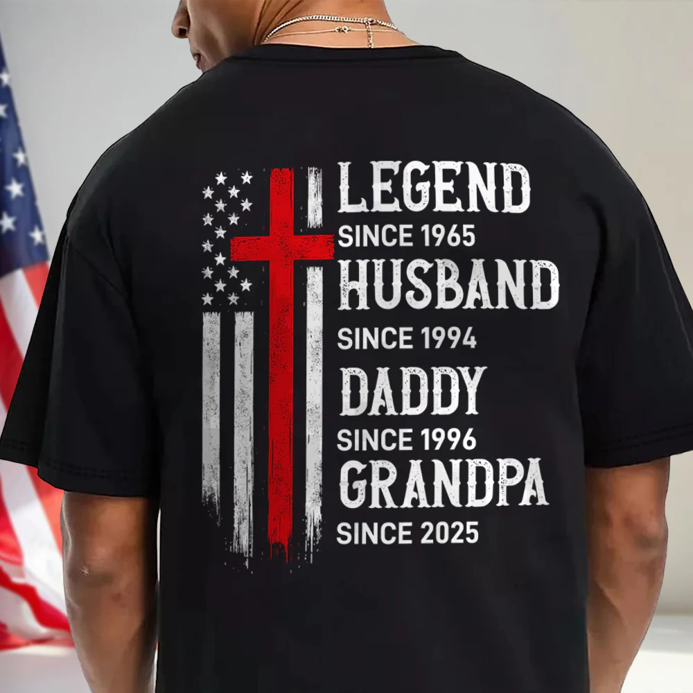 Personalized Legend, Husband since 4th Of July Back Dark Shirt Gifts For Dad, Grandpa HA75 920772 - Image 5