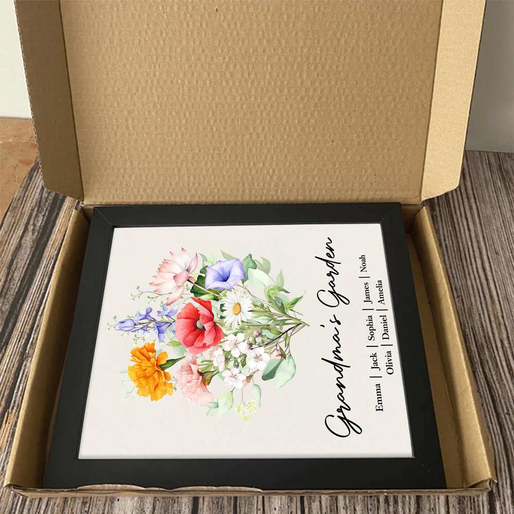 Personalized Mom's Garden Family Birth Flower Picture Frame Gift For Mom, Grandma, Family HA75 920694 - Image 3