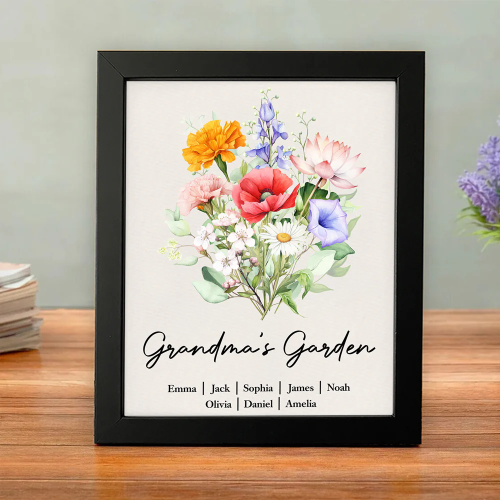 Personalized Mom's Garden Family Birth Flower Picture Frame Gift For Mom, Grandma, Family HA75 920694 - Image 5