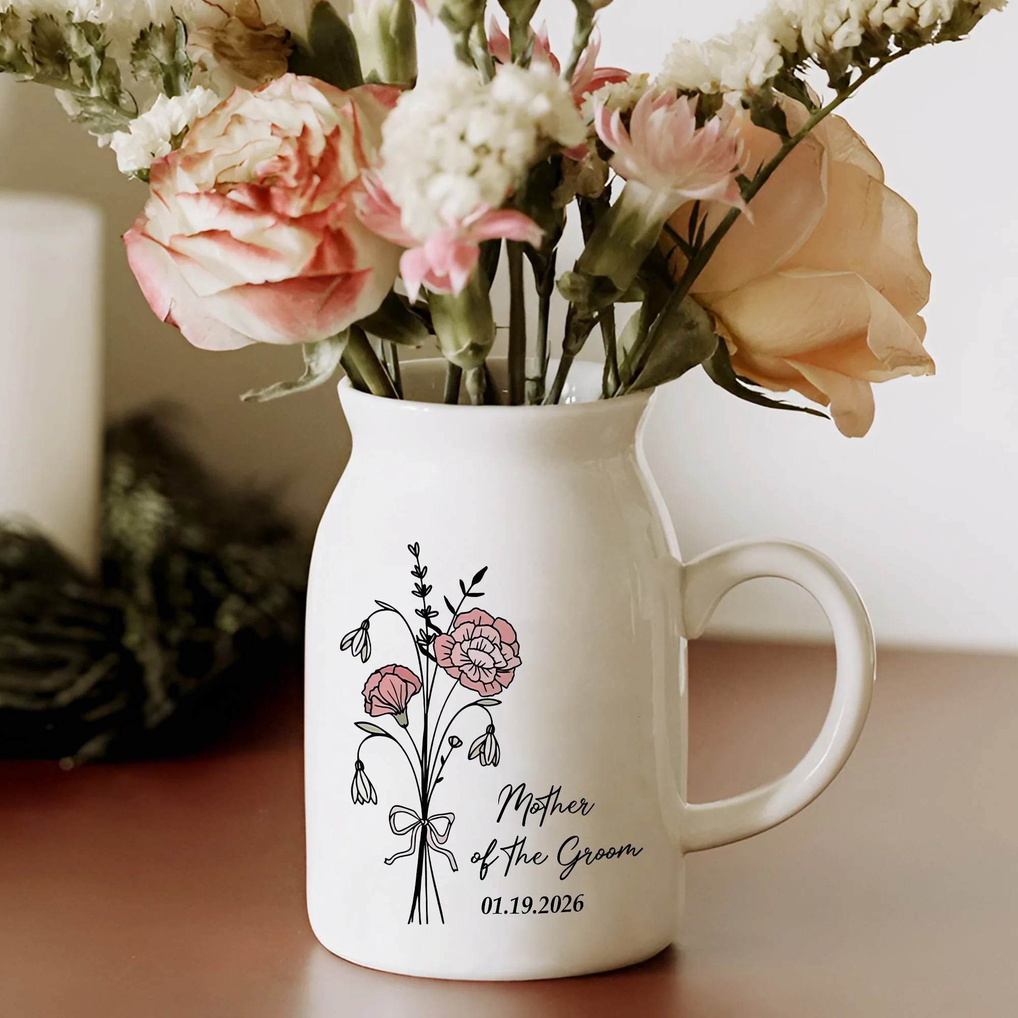 Personalized Mother of the Bride & Groom Flower Vase, Wedding Gift for Mother HO82 901770 - Image 3