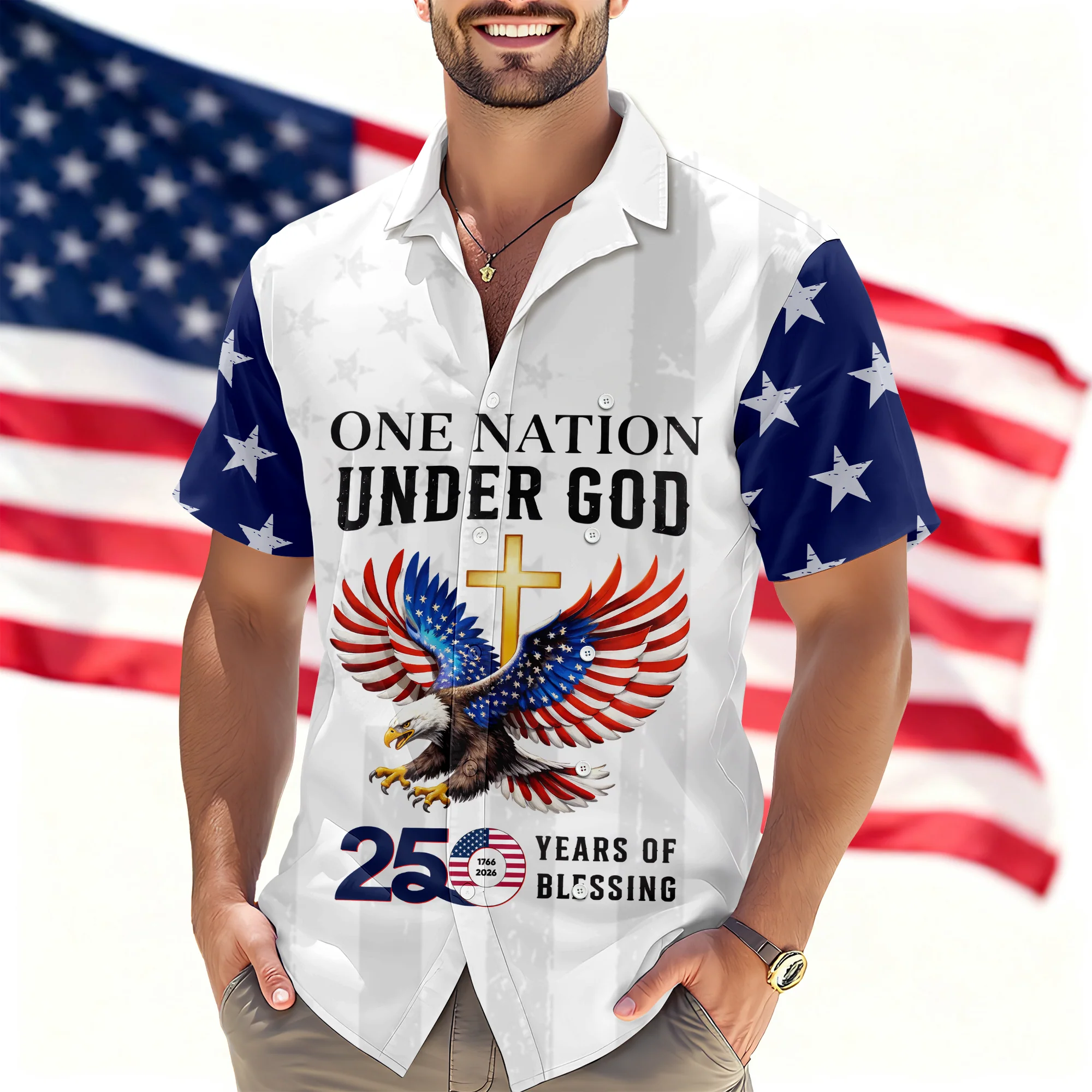 Personalized One Nation Under God America 250th 1776-2026 Hawaii Shirt LM32 899609 - Image 2