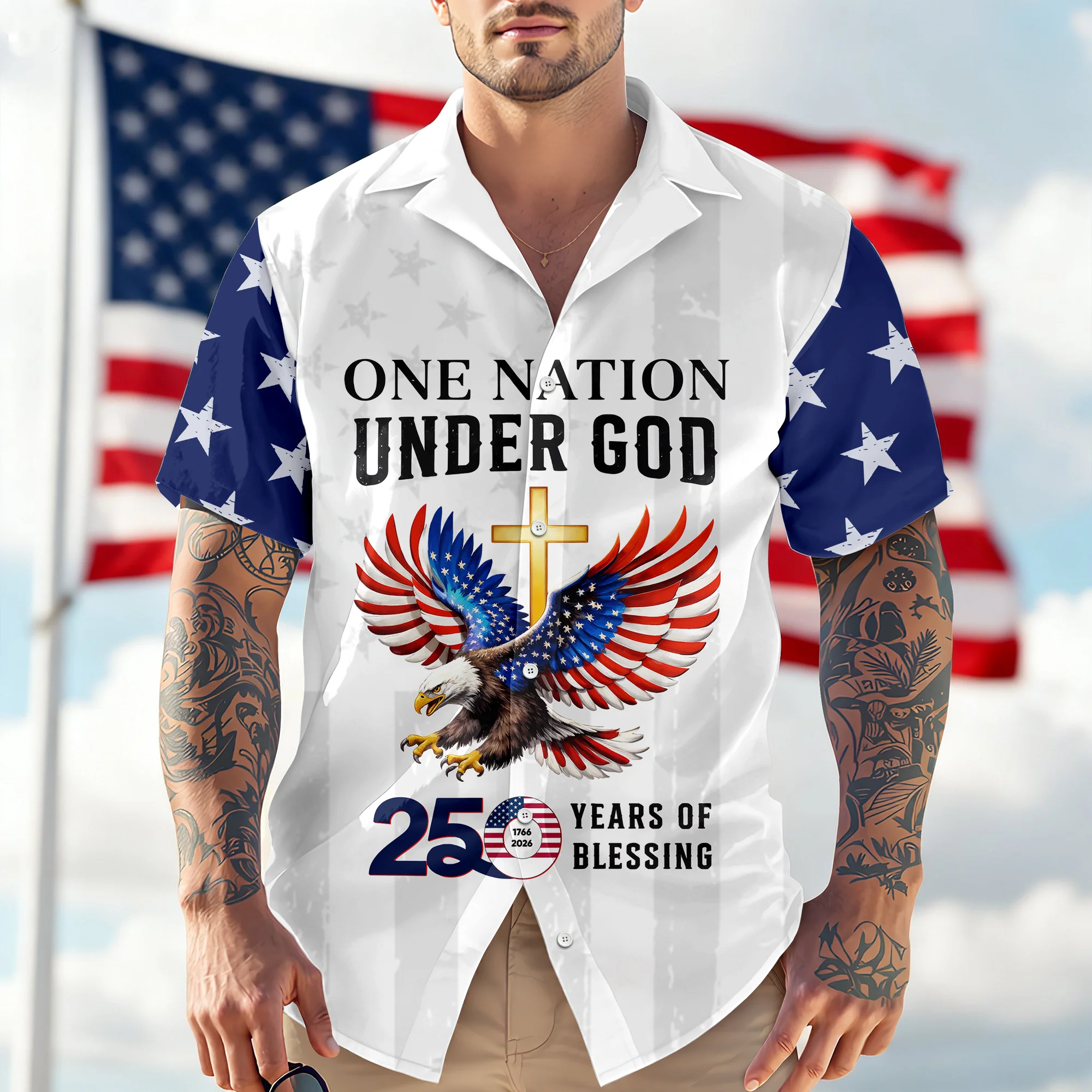 Personalized One Nation Under God America 250th 1776-2026 Hawaii Shirt LM32 899609 - Image 3