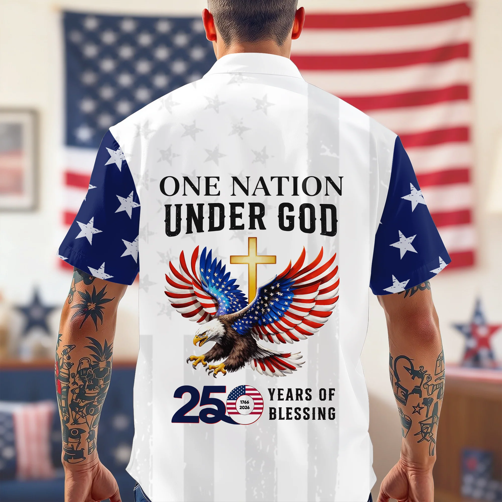 Personalized One Nation Under God America 250th 1776-2026 Hawaii Shirt LM32 899609 - Image 5