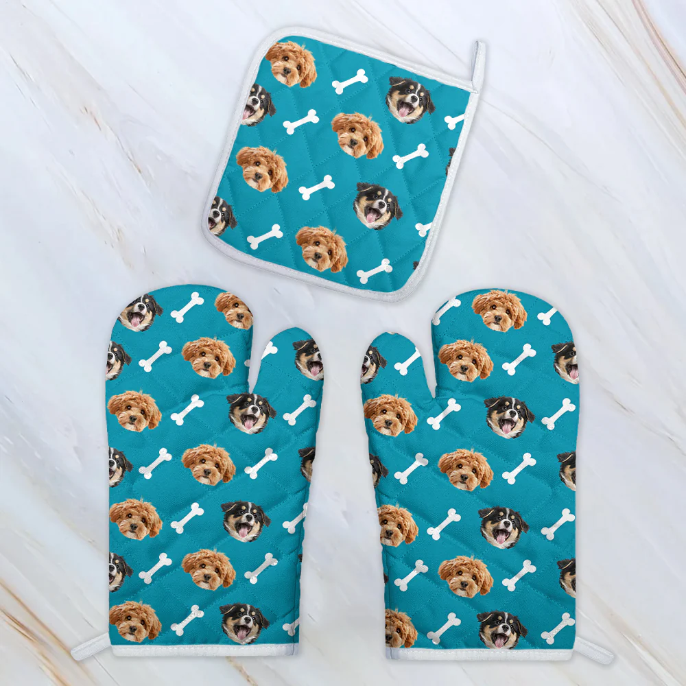 Personalized Pet Photo with Cute Pattern Oven Mitt, Custom Gift for Pet Lovers LM32 899229 - Image 4