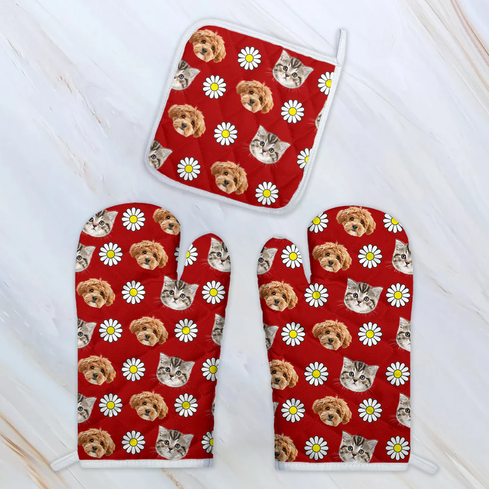 Personalized Pet Photo with Cute Pattern Oven Mitt, Custom Gift for Pet Lovers LM32 899229 - Image 6