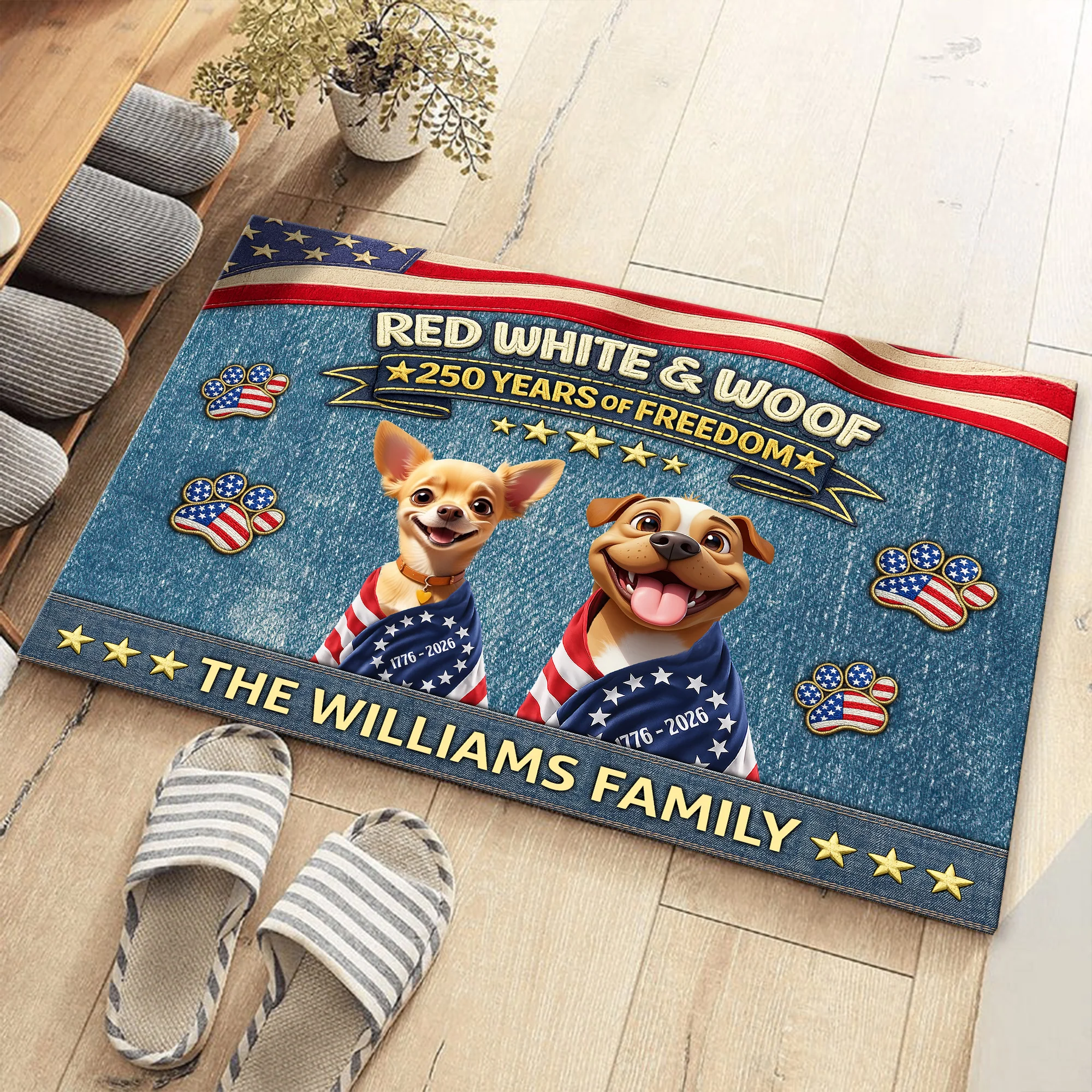 Custom 3D America Dog Red White Woof Doormat – Patriotic 250 Years of Freedom LM32 899221 - Image 5