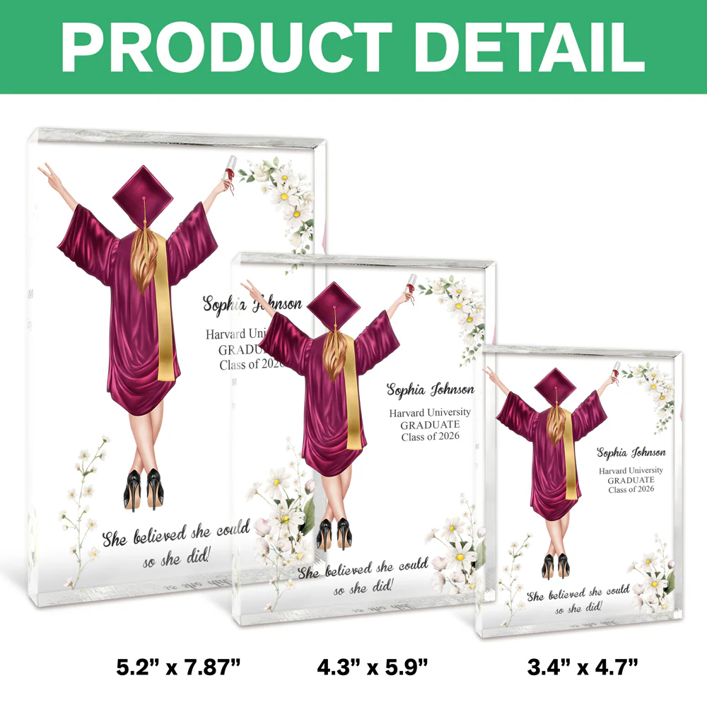 Personalized She Believed She Could So She Did Graduation Acrylic Block Plaque LM32 899429 - Image 4