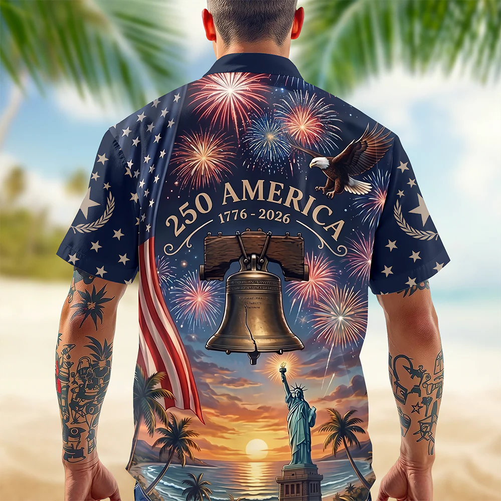 Personalized US 250th Anniversary 1776-2026 Liberty Bell Patriotic Hawaiian Shirt LM32 669359 - Image 5