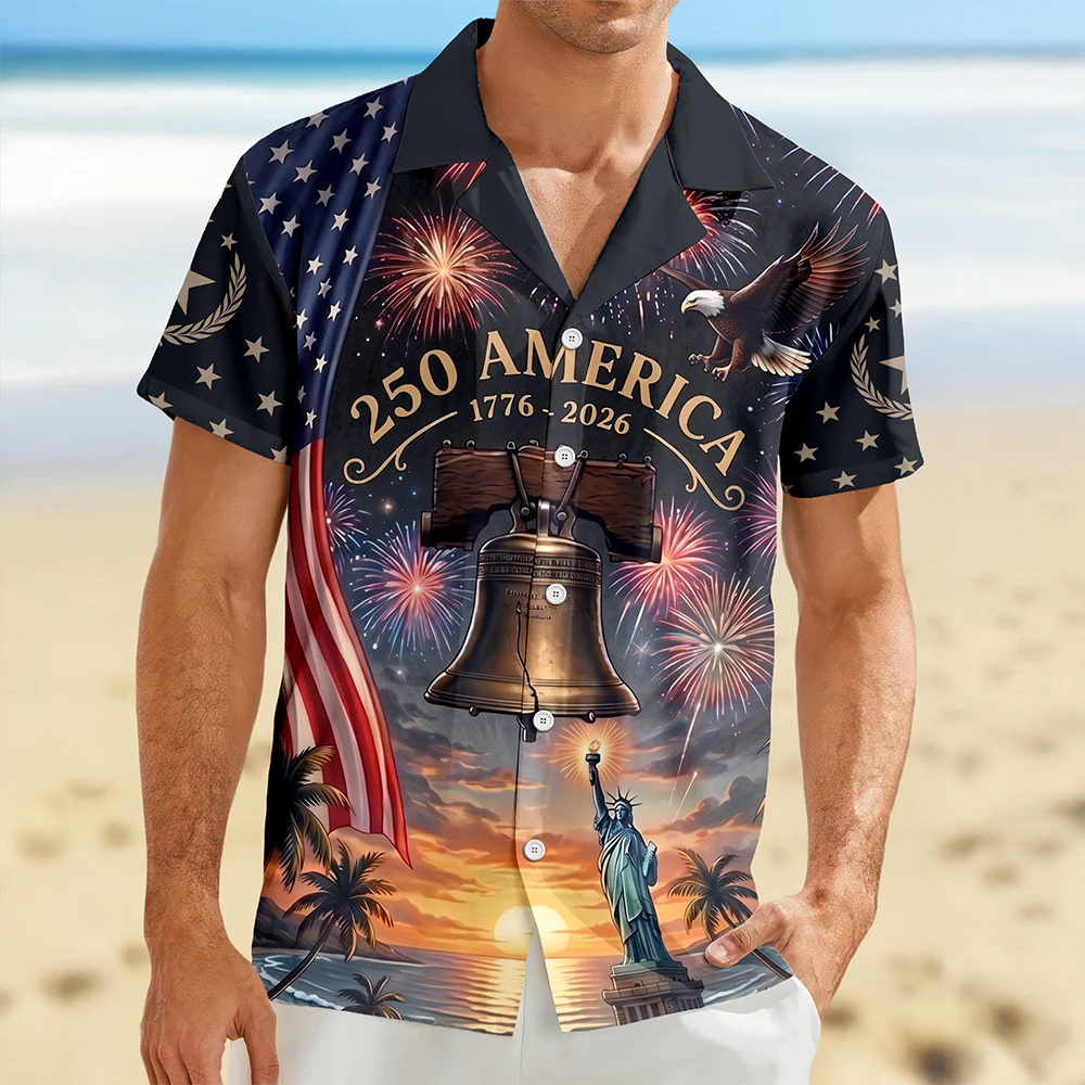 Personalized US 250th Anniversary 1776-2026 Liberty Bell Patriotic Hawaiian Shirt LM32 669359 - Image 7