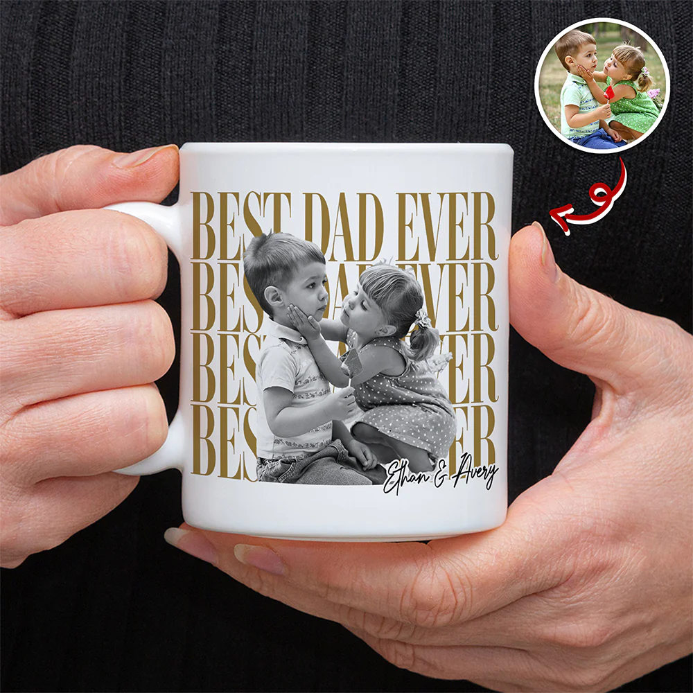 Personalized Vintage Photo Best Dad Mom Ever White Mug - Father’s Day Gift TH10 169959 - Image 2