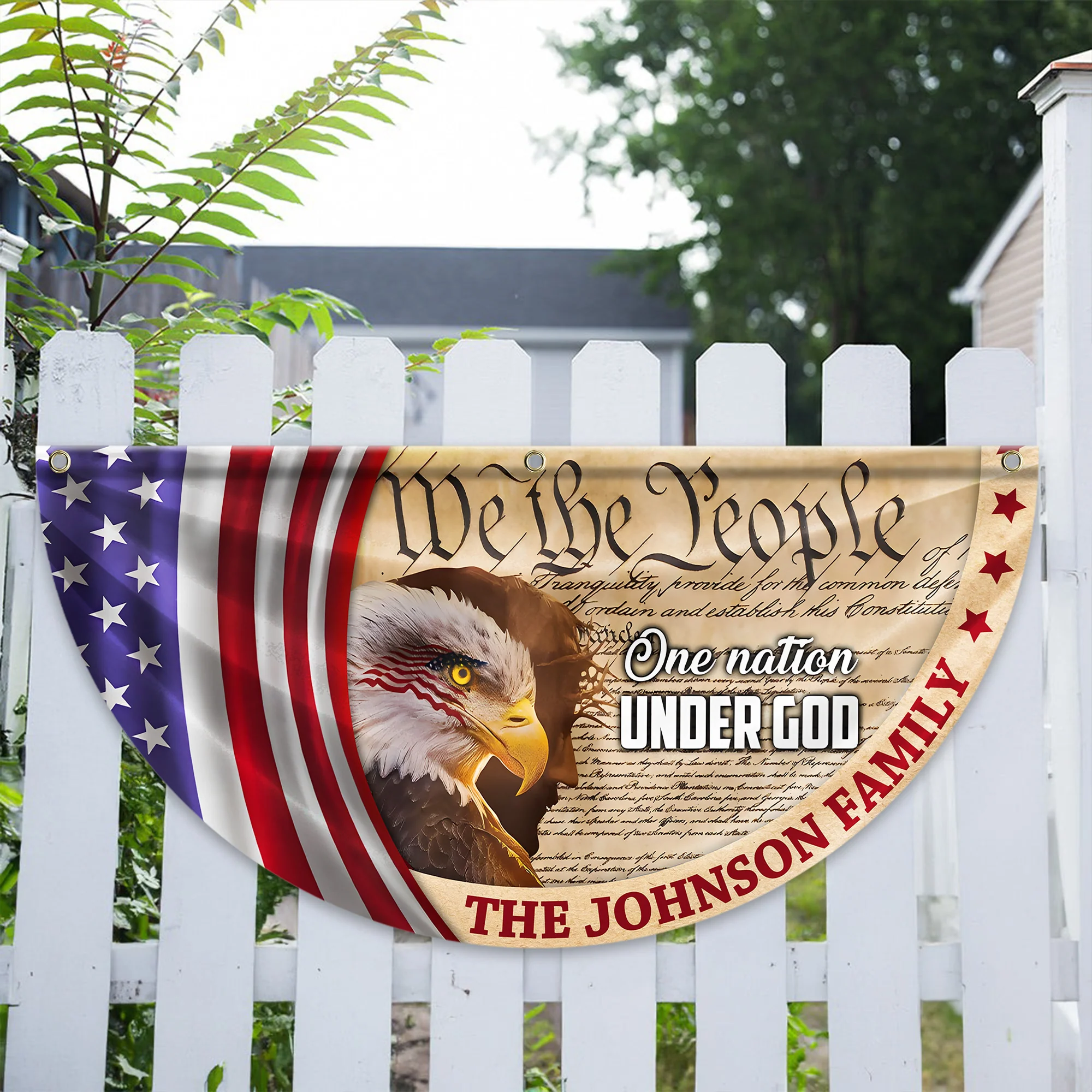 Personalized We The People, One Nation Under God, American Eagle Jesus Non-Pleated Fan Flag CH07 910564 - Image 5