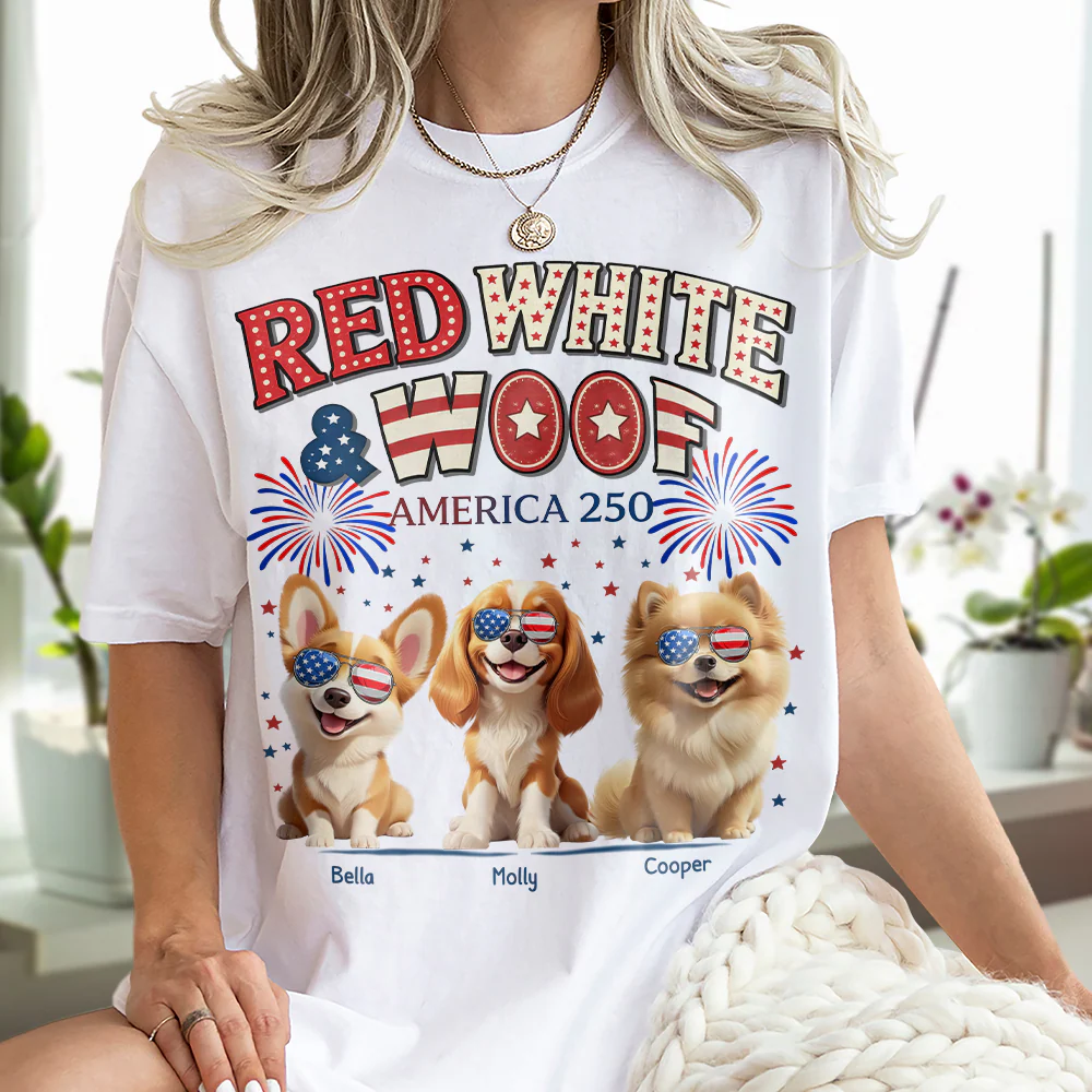 Red White Woof Personalized Shirt Gift For Dog Lover HO82 901188 - Image 5