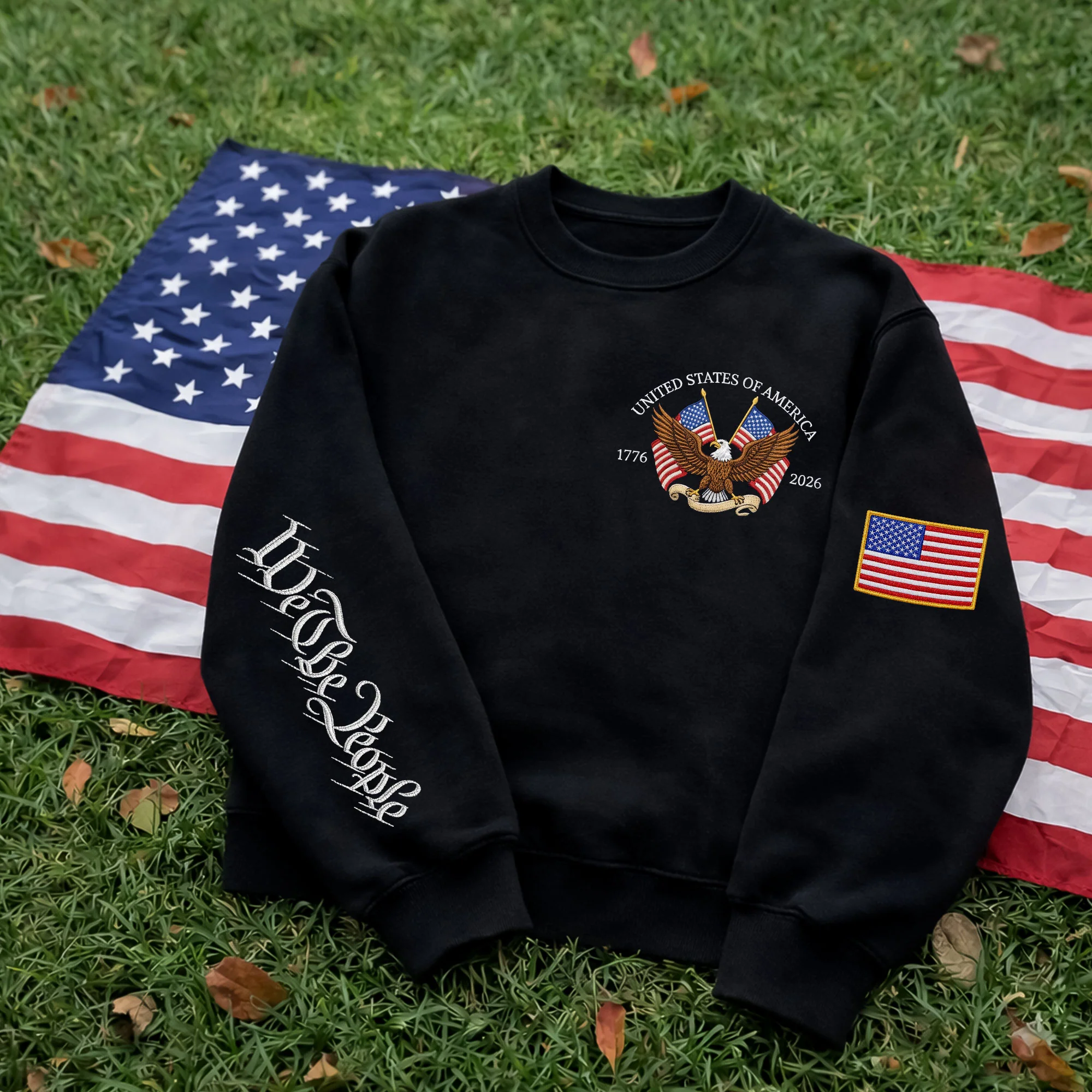 United States Of America 250th Anniversary 1776-2026 Eagle Sleeve Embroidered Sweatshirt LM32 899593 - Image 2