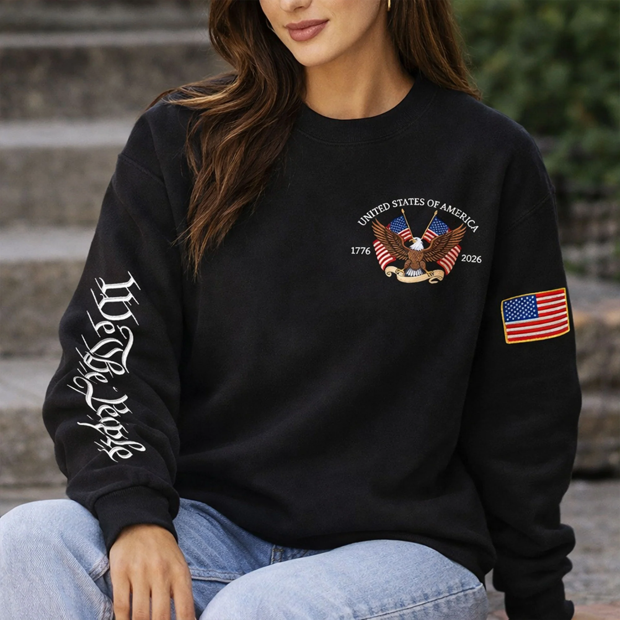 United States Of America 250th Anniversary 1776-2026 Eagle Sleeve Embroidered Sweatshirt LM32 899593 - Image 5