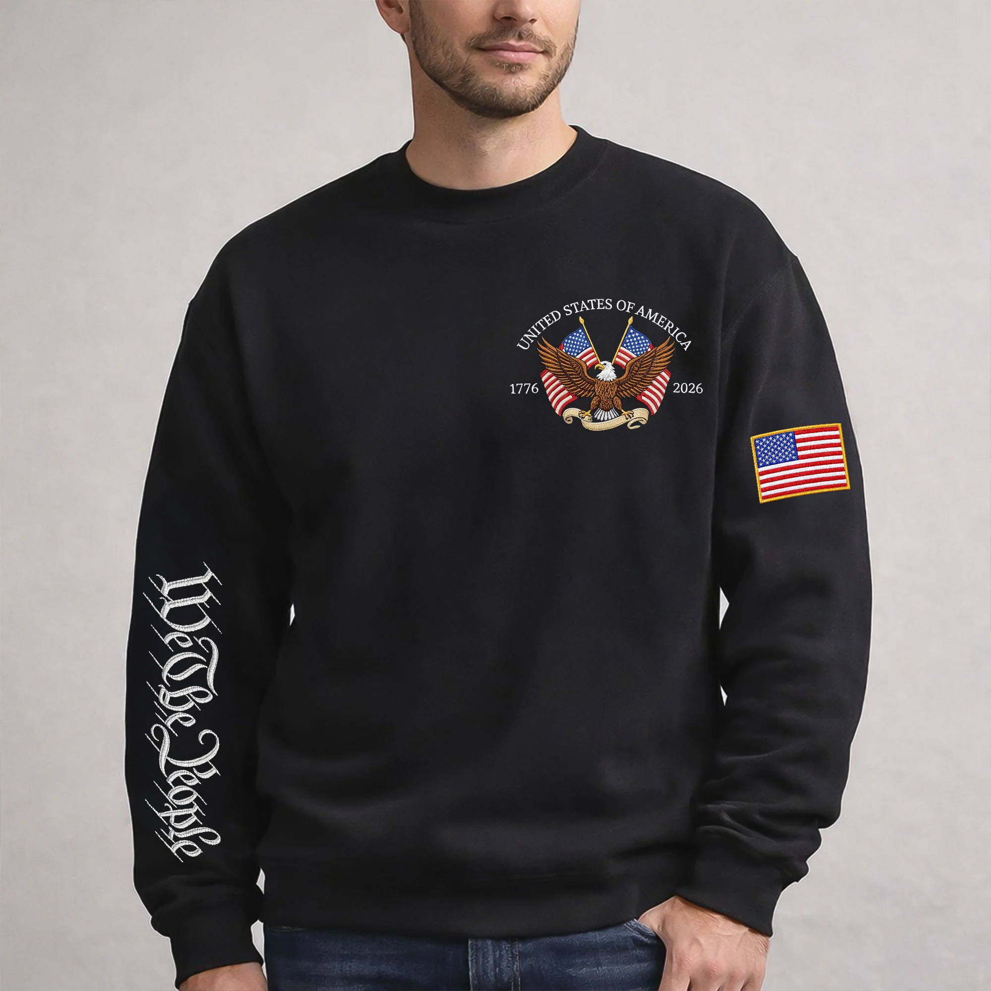 United States Of America 250th Anniversary 1776-2026 Eagle Sleeve Embroidered Sweatshirt LM32 899593 - Image 6
