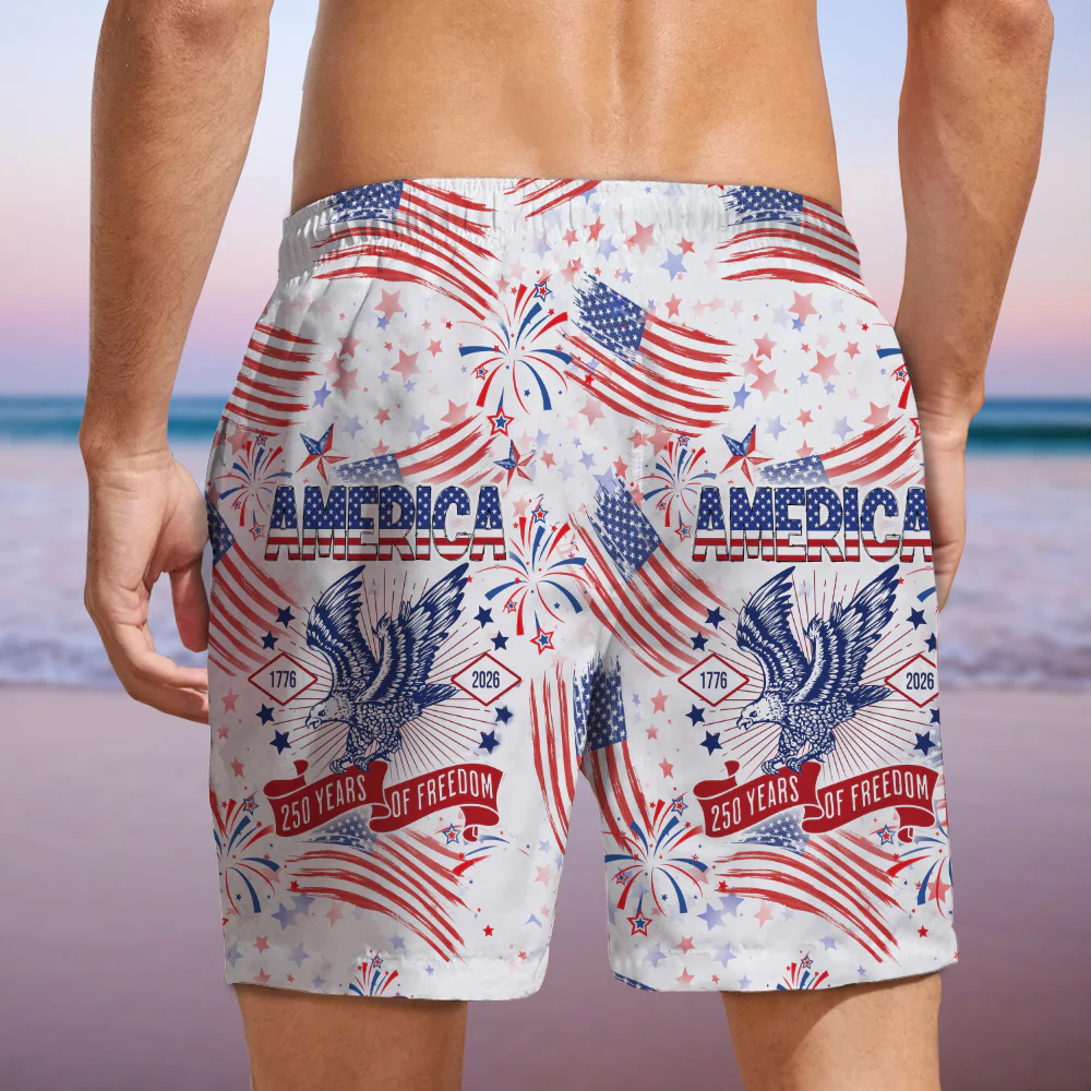 USA 250 Years of Freedom 1776–2026 American Flag Beach Shorts TH10 169111 - Image 5