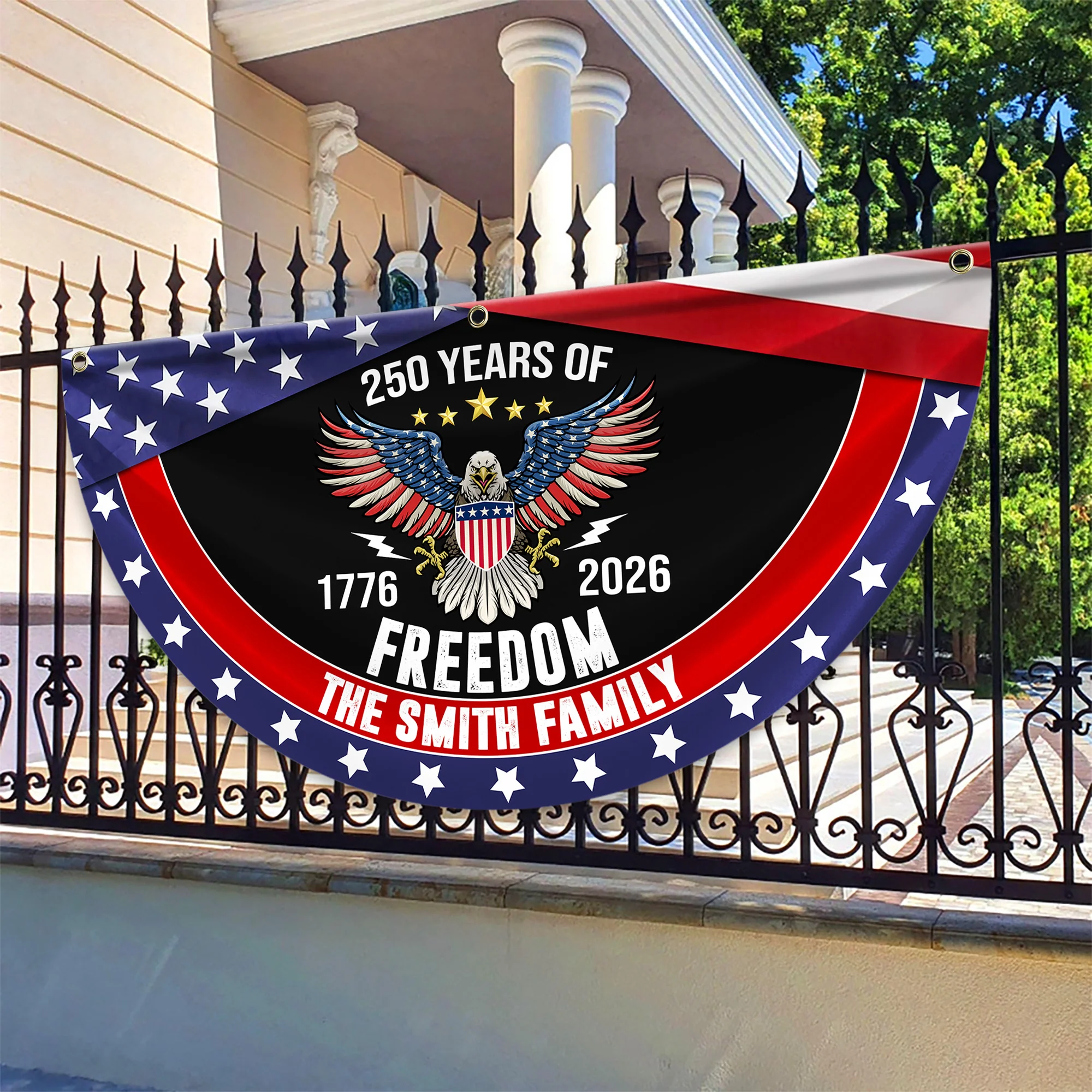 USA 250 Years Of Freedom Custom Family Name Non-Pleated Fan Flag CH07 910238 - Image 3