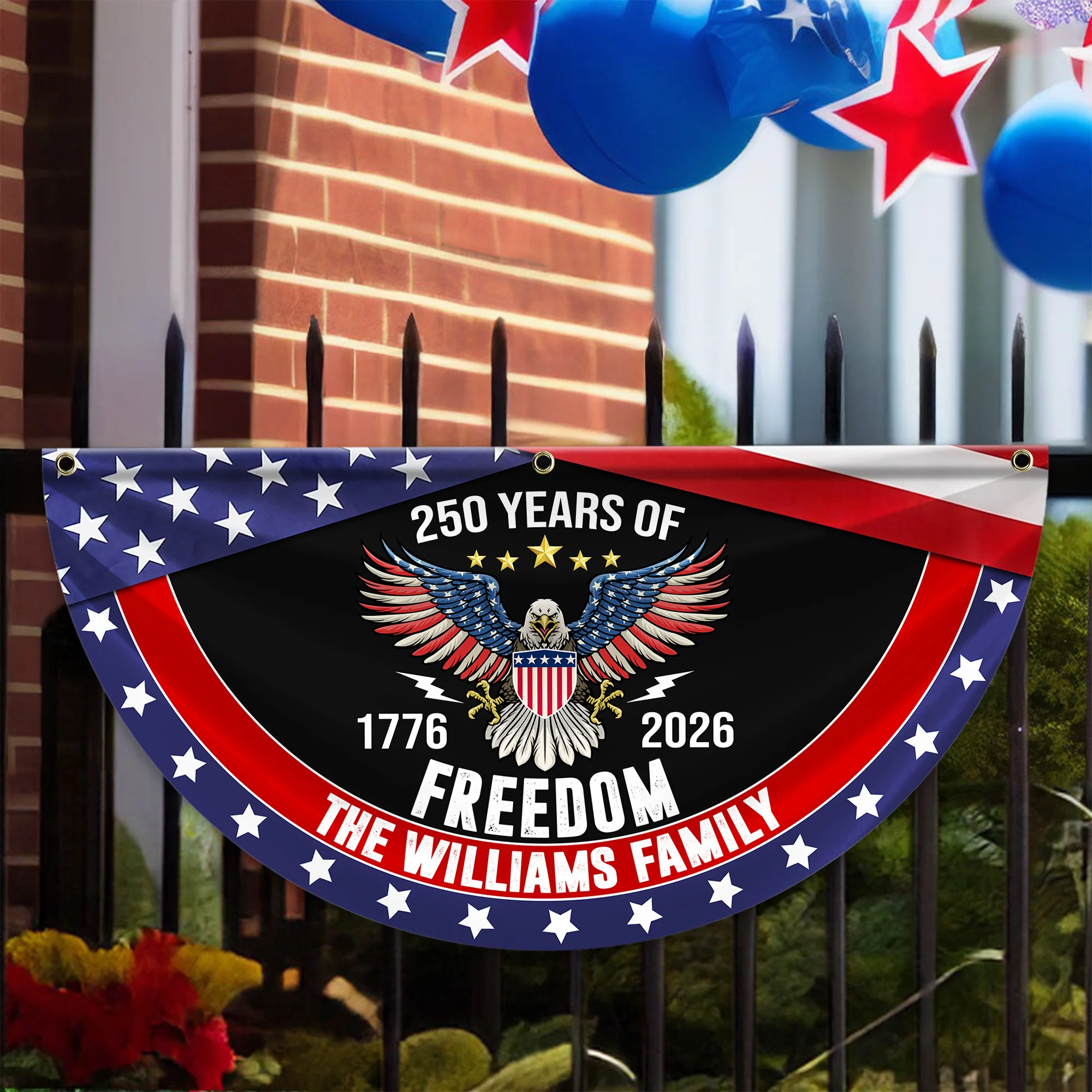 USA 250 Years Of Freedom Custom Family Name Non-Pleated Fan Flag CH07 910238 - Image 5