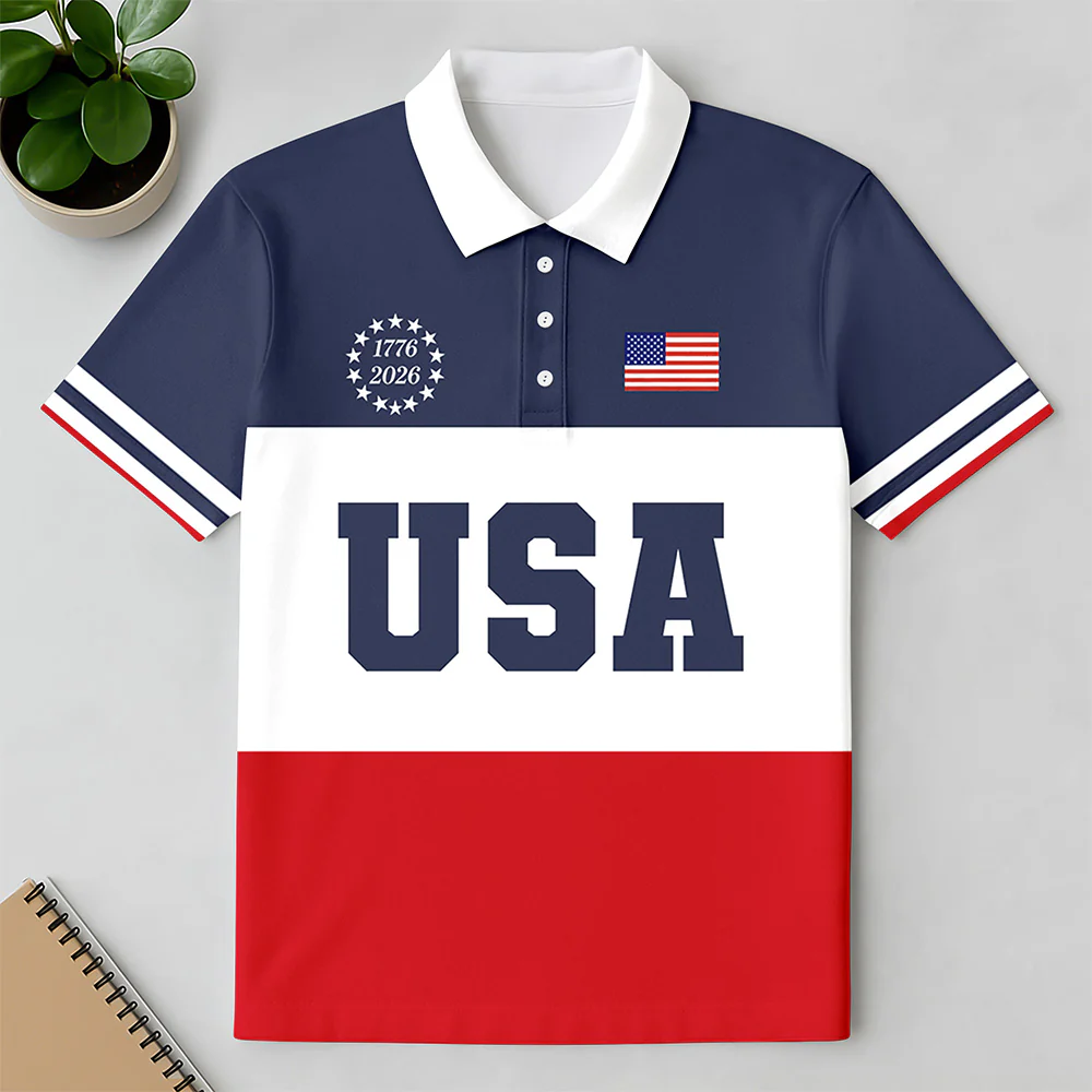 USA Flag 250th Anniversary 1776–2026 Polo Shirt – Patriotic American Shirt for Men LM32 899605 - Image 4