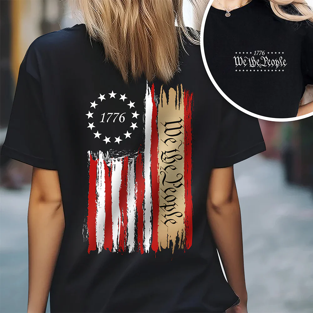 We The People America 250th Birthday US Flag Back & Front Dark Shirt CH07 910530 - Image 2