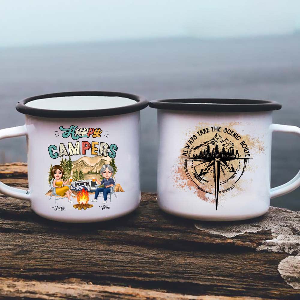 Always Take The Scenic Route Camping Mug, Campfire Mug N304 HN590 - Image 2