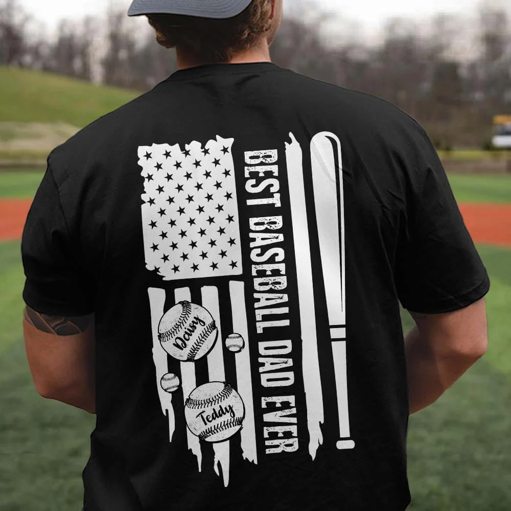 Best Baseball Dad Ever US Flag Sport Shirt, HN590 - Image 2