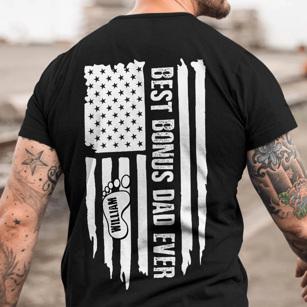 Best Bonus Dad Ever Flag Family Shirt, HN590