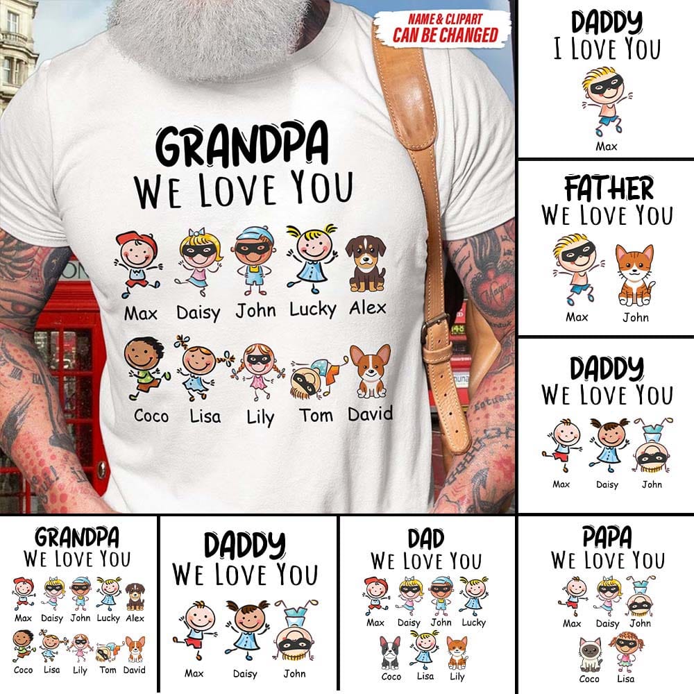 Custom Clipart Daddy We Love You Family Shirt, HN590