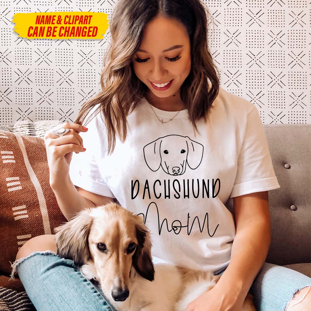 Custom Clipart Dog Mom T-shirt, HN590 - Image 2