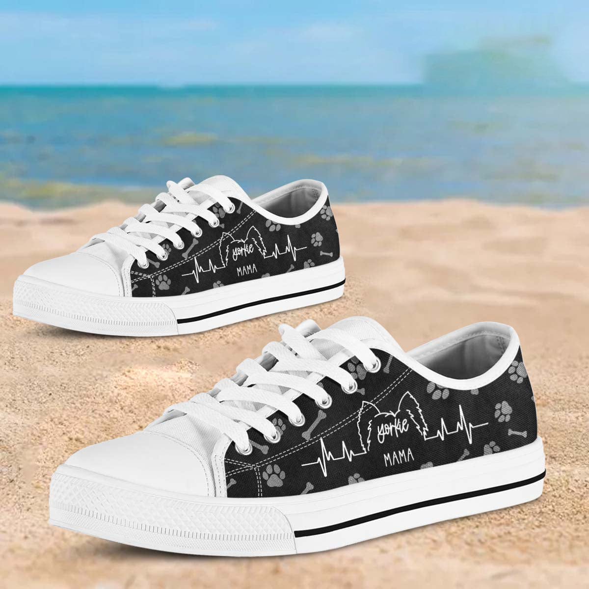 Custom Name Dog Lover White Sole Canvas Shoes, HN590 - Image 3