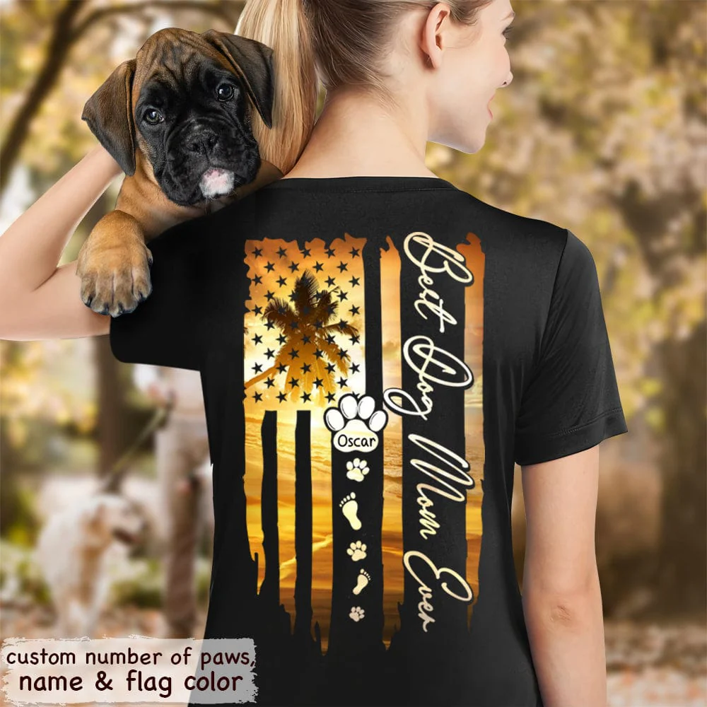 Sunset flag, Best Dog Mom Ever, Dog Shirt, HN590