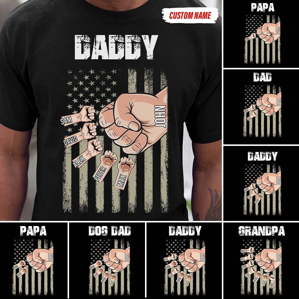 Personalized Dad With Kids Hand To Hand Family Shirt, HN590 890971