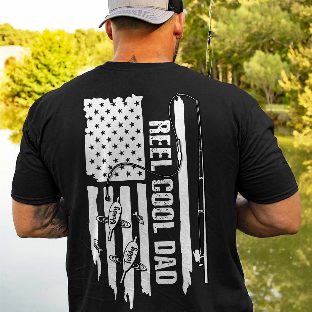 Reel Cool Dad America Flag Back Fishing Shirt N304 888272 - Image 3