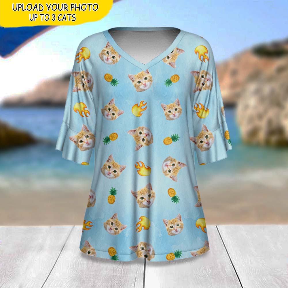 Upload Photo Pet Lover Gift Women V Neck T-Shirt, HN590
