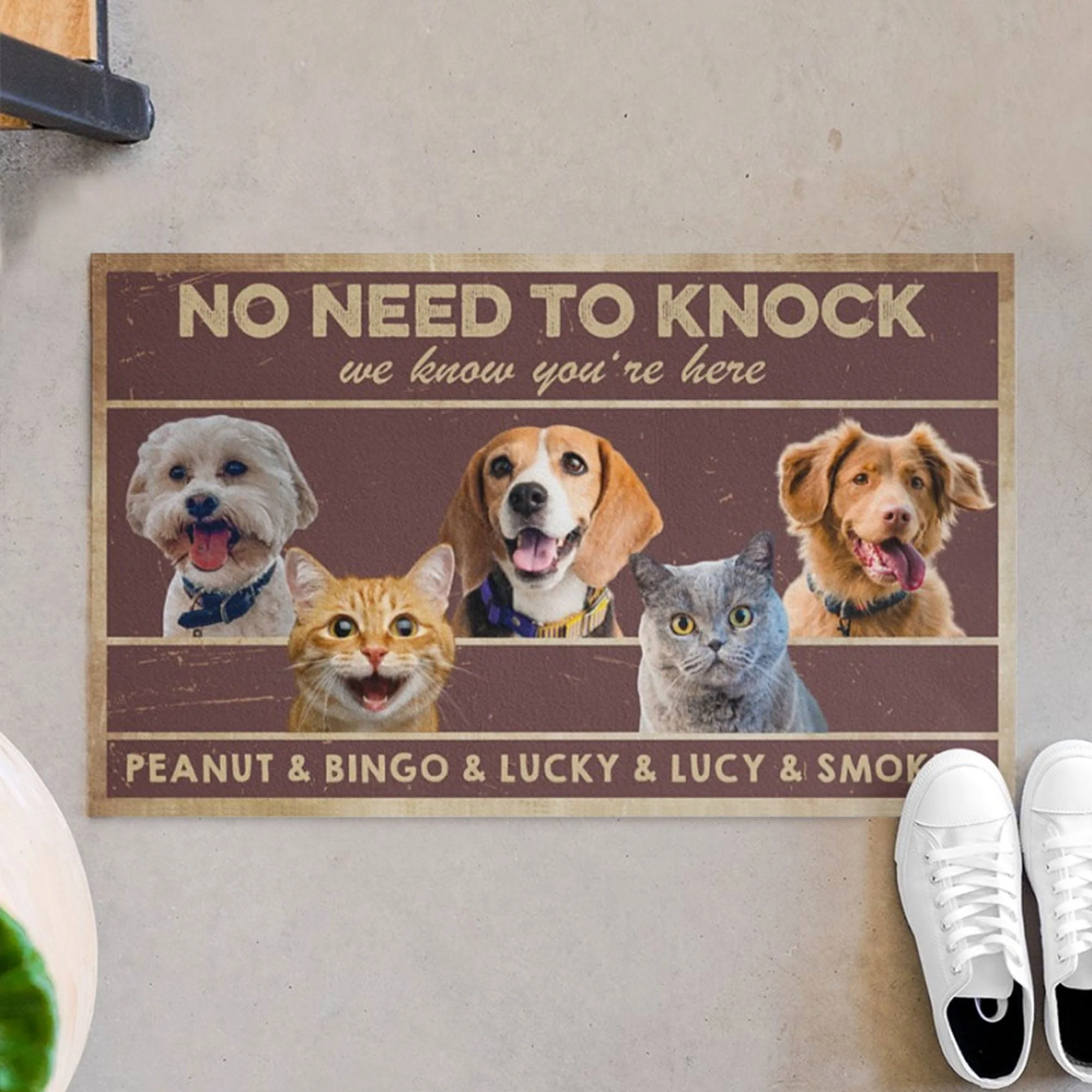 No Need To Knock Personalized Custom Photo Dogs Cats Pets Doormats C597 - Image 2