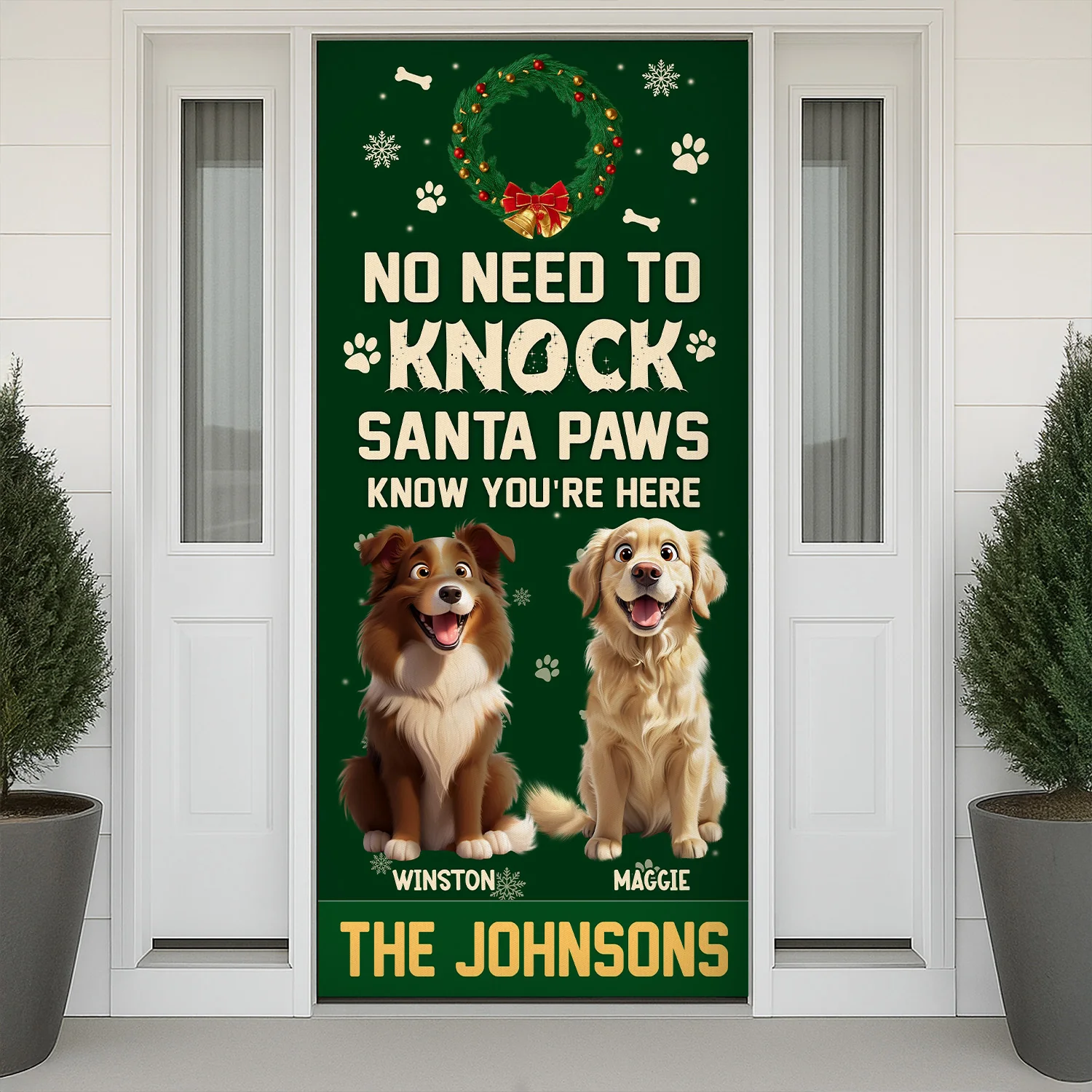 No Need To Knock Santa Paws Know You're Here Personalized Cute Dog Christmas Door Cover CH07 899952 - Image 3