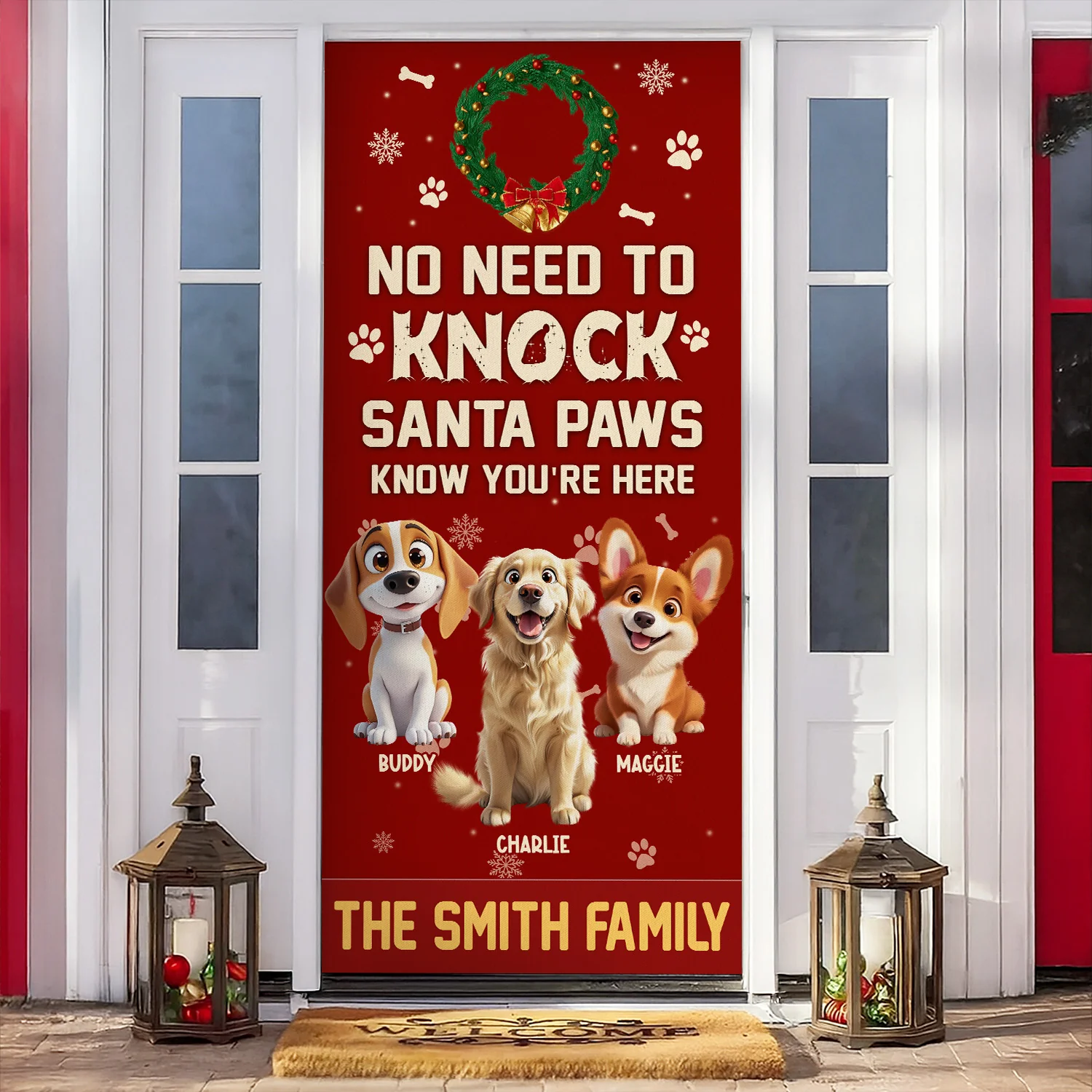 No Need To Knock Santa Paws Know You're Here Personalized Cute Dog Christmas Door Cover CH07 899952 - Image 4