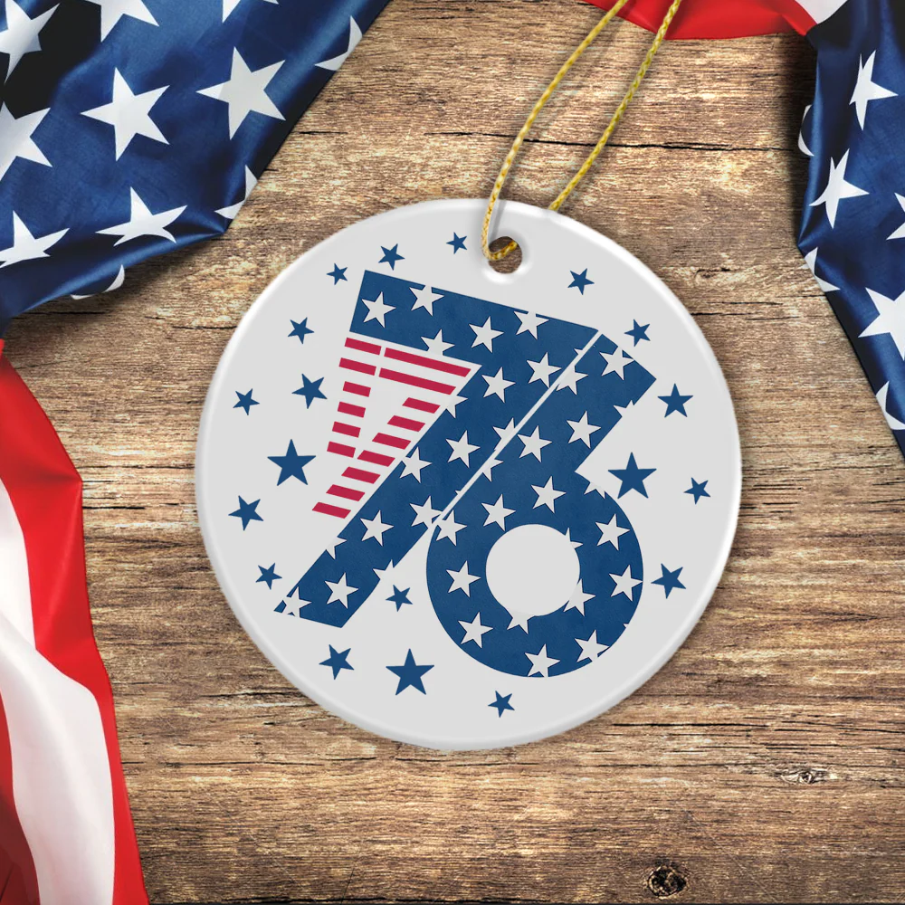 1776 America Patriotic Independence Day Ceramic Ornament HO82 900364 - Image 2