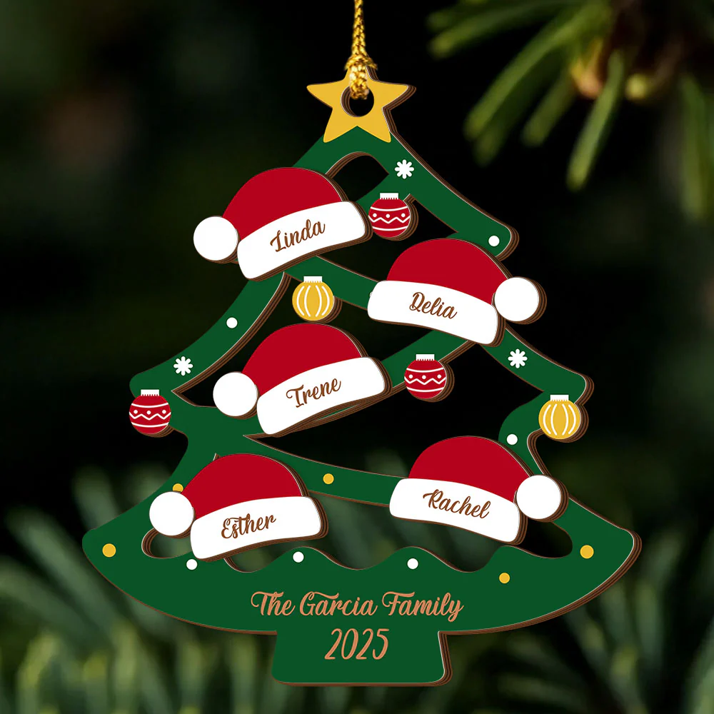2025 Christmas Tree Layered Wood Ornament Personalized Gift For Family HO82 900634 - Image 4