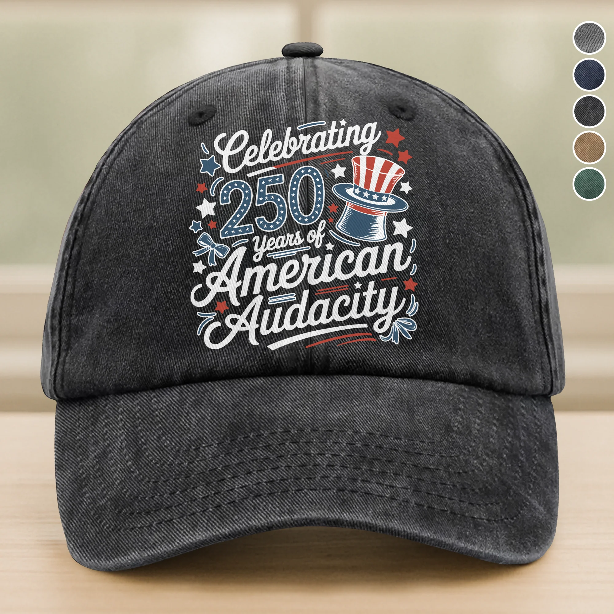 250 Years America 250th Anniversary USA 4th of July Washed Denim Baseball Cap HO82 894818 - Image 6