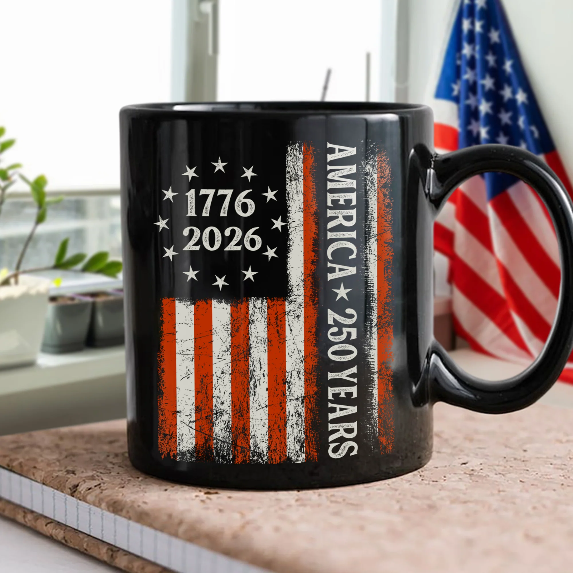 250 Years America Flag 250th Birthday 1776-2026 Black Mug HO82 894790 - Image 6