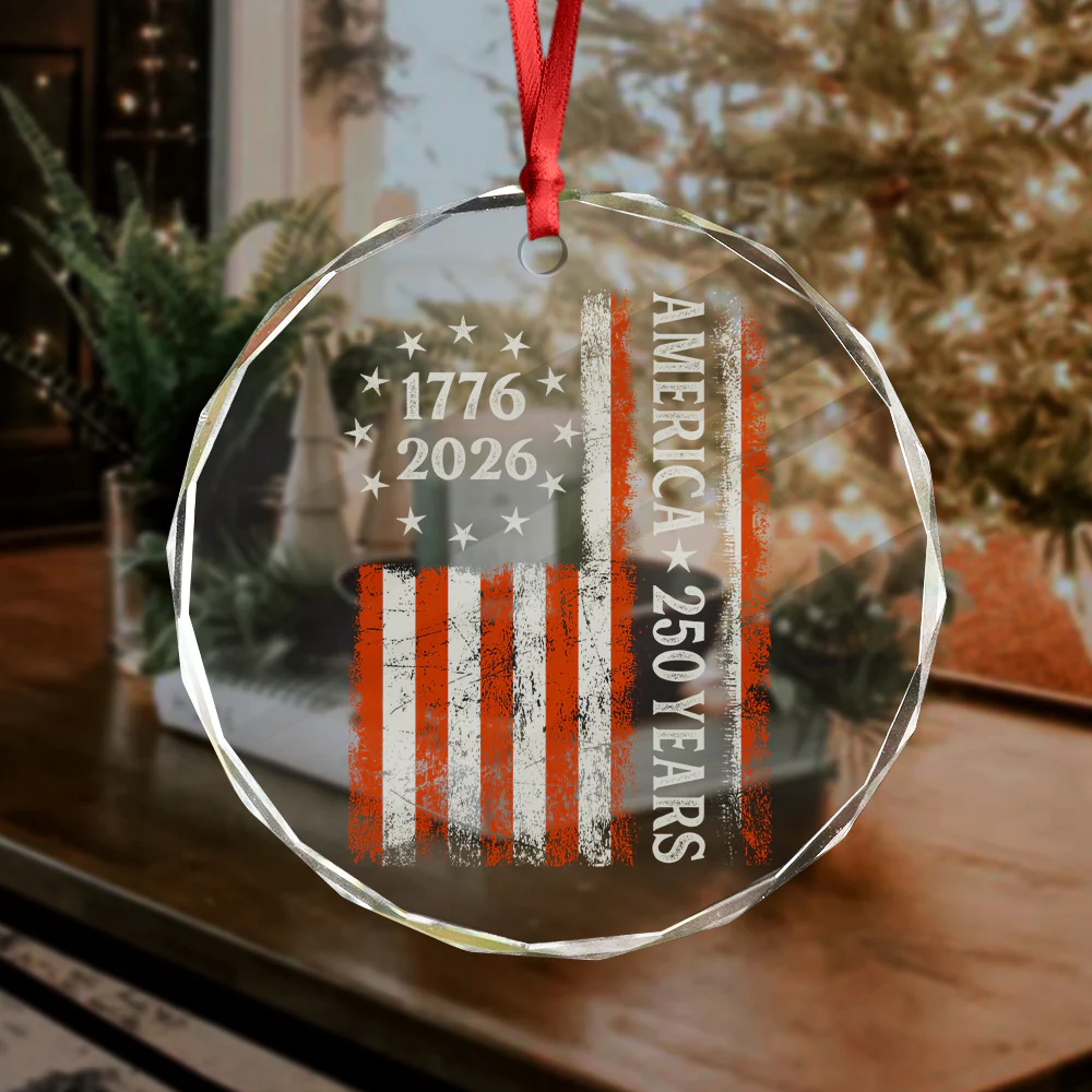 250 Years America Flag 250th Birthday 1776-2026 Glass Ornament HO82 894792 - Image 3