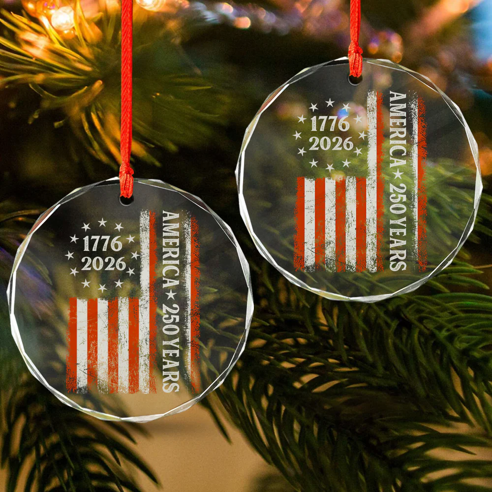 250 Years America Flag 250th Birthday 1776-2026 Glass Ornament HO82 894792 - Image 4
